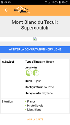 Topo de l'itinéraire - Activer la consultation hors ligne Topo de l'itinéraire - Activer la consultation hors ligne