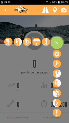 Enregistrement de la trace - sélection de l'activité Enregistrement de la trace - sélection de l'activité