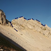 Tracé de l'Arête des Diablotins depuis le rappel de la Poinet Dzérat