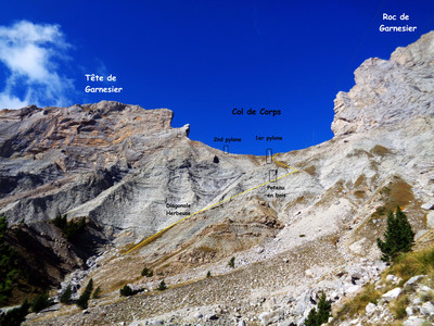 Cheminement dans la Face Est du Col de Corps Cheminement dans la Face Est du Col de Corps