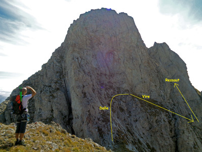 Cheminement depuis le col. Cheminement depuis le col.
