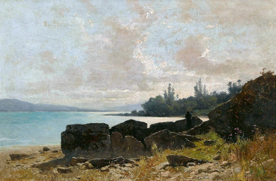 La Pointe de la Lance au lac de Neuchâtel par Gustave Eugène Castan, en 1887
