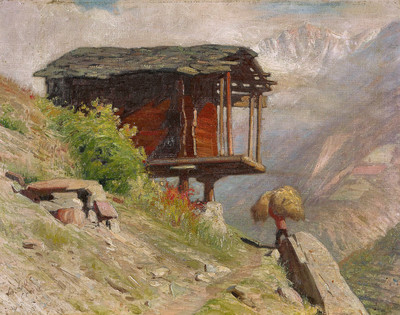 Chalet à blé, vallée de Zermatt, par Albert Gos Chalet à blé, vallée de Zermatt, par Albert Gos
