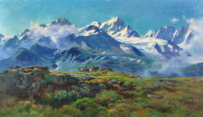 Aiguilles d'Argentière et du Chardonnet, Courtes, Droites, Verte par Fritz Huguenin-Lassauguette en 1905