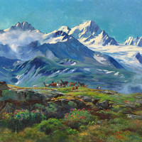 Aiguilles d'Argentière et du Chardonnet, Courtes, Droites, Verte par Fritz Huguenin-Lassauguette en 1905