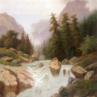 Wellhorn vu de Rosenlaui par Ferdinand Sommer, XIXe