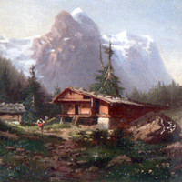 Wellhorn et Wetterhorn vu de Rosenlaui par Ferdinand Sommer, XIXe