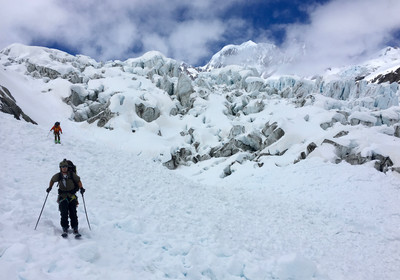 Skiing over rests of a huge avalanche Skiing over rests of a huge avalanche