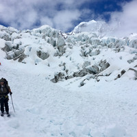 Skiing over rests of a huge avalanche