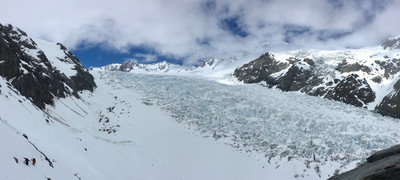 Hiking up from the glacier in deep soft snow Hiking up from the glacier in deep soft snow