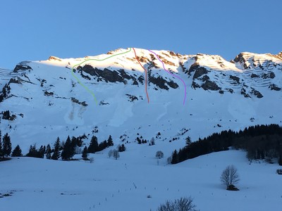 Les 3 lignes de la face S du Châtillon Les 3 lignes de la face S du Châtillon