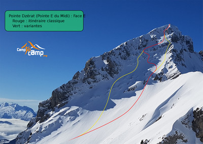 Pointe Dzérat (Pointe E du Midi) : Face E