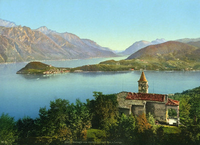 Lac de Côme, presqu'ile de Bellagio,en 1900, par Wehrli N°0000006297