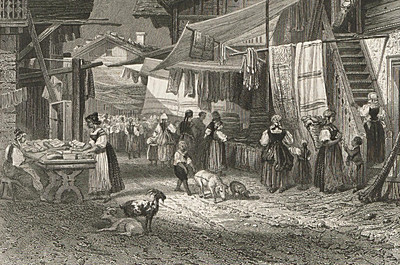 Brienz par les frères Rouargue, en 1860, détail du village Brienz par les frères Rouargue, en 1860, détail du village