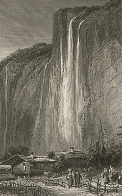 Cascade de Lauterbrunnen par les frères Rouargues, en 1860 Cascade de Lauterbrunnen par les frères Rouargues, en 1860