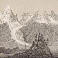 Mont Blanc vu de la Flégère, par J.J.B en 1848, lithographie McHire, McDonald, McGregor