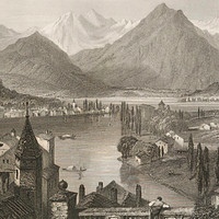 Lac de Thoune et Alpes bernoises, par les frères Rouargue, en 1860