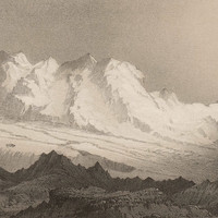 Mont Rose et Cervin vus du Riffel, par J.J.B en 1848, lithographie McHire, McDonald, McGregor