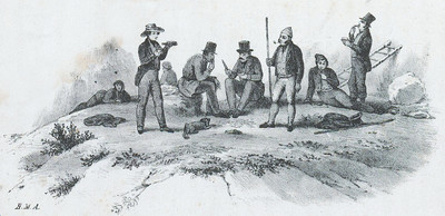 Mont Blanc, pause aux échelles en 1837