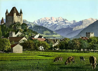 Thoune et Blümlisalp en 1900 par Photoglob N°0000018020