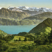 Lac des 4 cantons et Vitznauerstock vus du Rigi en 1900 par Photoglob N°0000001136