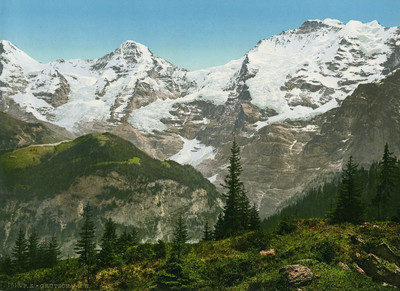 Eiger, Mönch, Jungfrau, en 1900, par Photoglob N°0000001613