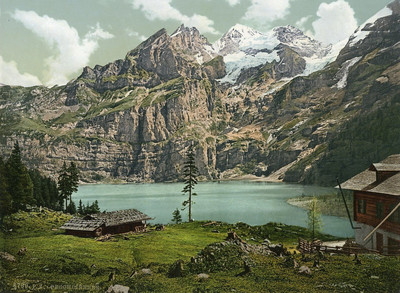 Öschinensee, Blümlisalp, en 1900, par Photoglob N°0000008760