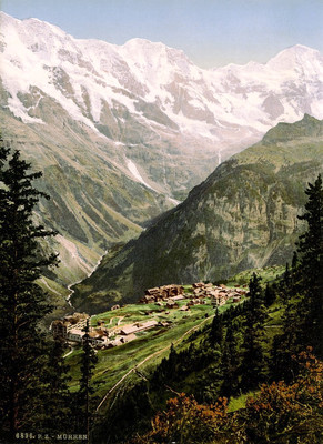 Grosshorn vu de Mürren, en 1900, par Photoglob N°0000006896