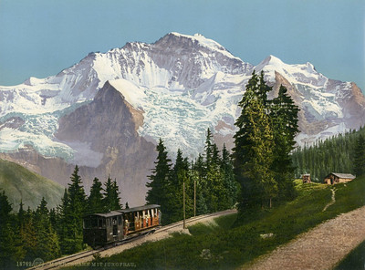 Train de Mürren, Jungfrau, en 1900, par Photoglob N°0000018762