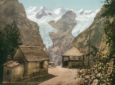 Trafoier Eiswand N vu de Gasthof „Weißer Knott“, en 1900, par Photoglob N°0000006894