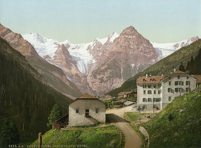 Glacier de Trafoi, vu de Trafoi, en 1900, par Photoglob N°0000006833