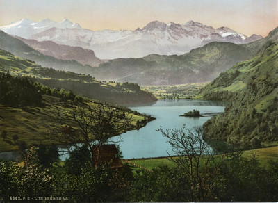 Lac de Lungern, Wetterhorn au fond, en 1900, par Photoglob N°0000008342 Lac de Lungern, Wetterhorn au fond, en 1900, par Photoglob N°0000008342