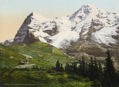 Wengeralp, Eiger, Mönch, en 1900, par Photoglob N°0000001603 Wengeralp, Eiger, Mönch, en 1900, par Photoglob N°0000001603