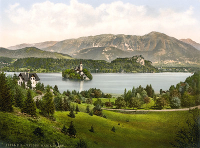Lac de Bled en 1900 par Photoglob N°0000017394 Lac de Bled en 1900 par Photoglob N°0000017394