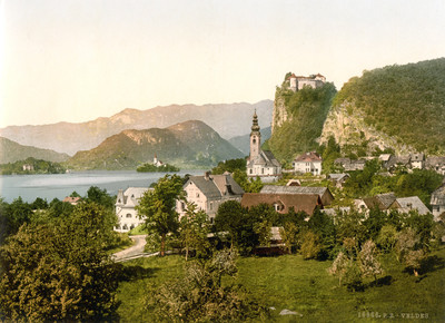 Lac de Bled en 1900 par Photoglob N°0000016966 Lac de Bled en 1900 par Photoglob N°0000016966