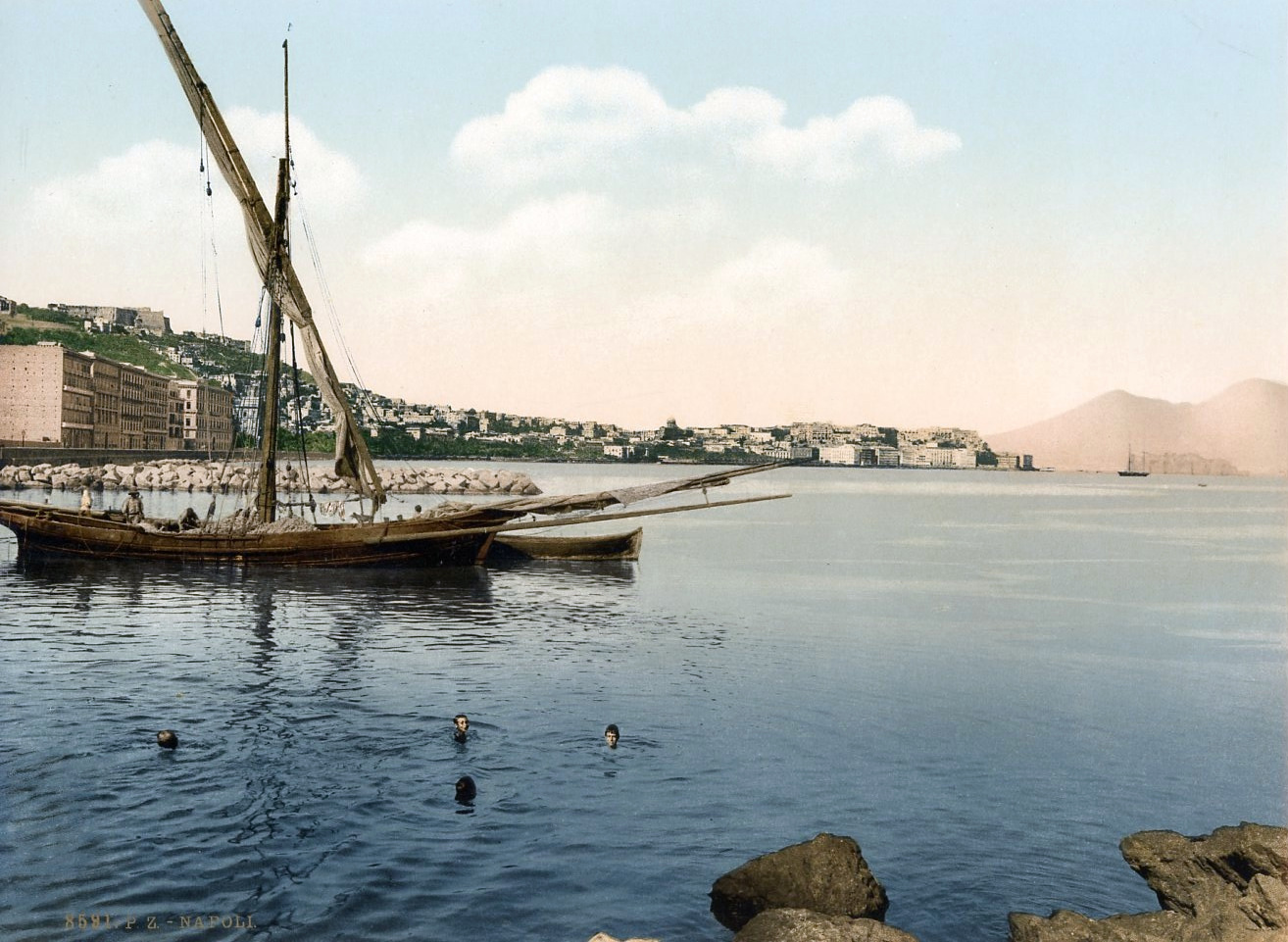 Antiquaire-de-Marine: Naples et le Vésuve_ huiles et gouaches