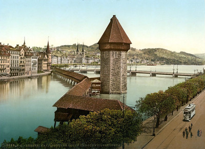 Sortie du lac des 4 Cantons à Lucerne, en 1900 par Photoglob N°0000008685 Sortie du lac des 4 Cantons à Lucerne, en 1900 par Photoglob N°0000008685