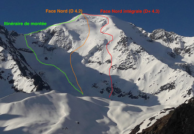 Itinéraires en face Nord