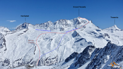 Grand Paradis par Chabot et le glacier de Laveciau Grand Paradis par Chabot et le glacier de Laveciau