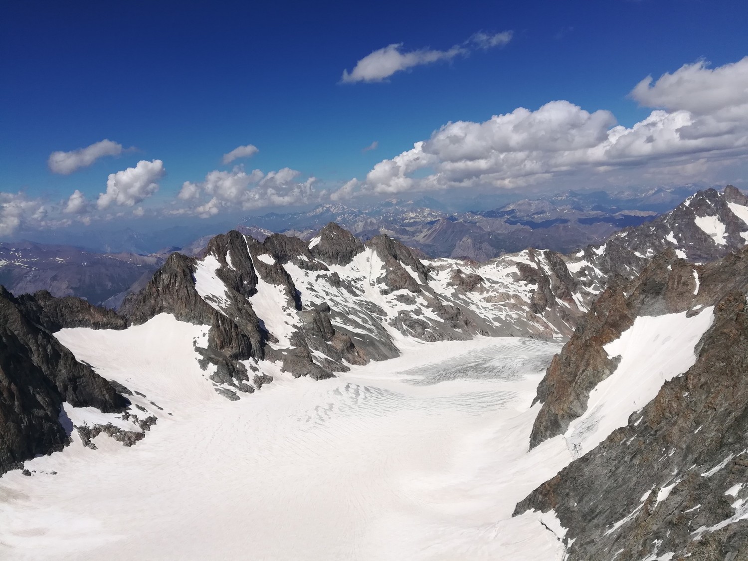Le glacier Blanc depuis le sommet