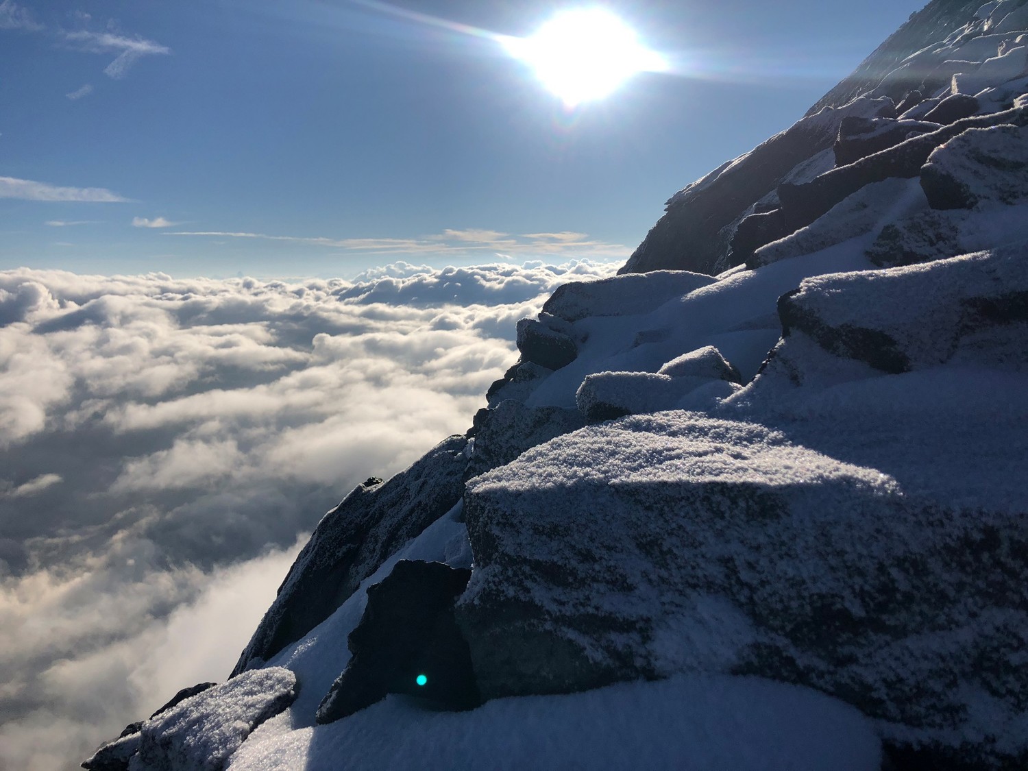 Départ de l'arête nord, givrée