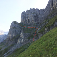 Pour atteindre le col évident (visible même depuis la route qui monte au fer à Cheval)