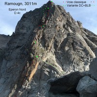 Ramougn, éperon Nord: tracé de la voie
