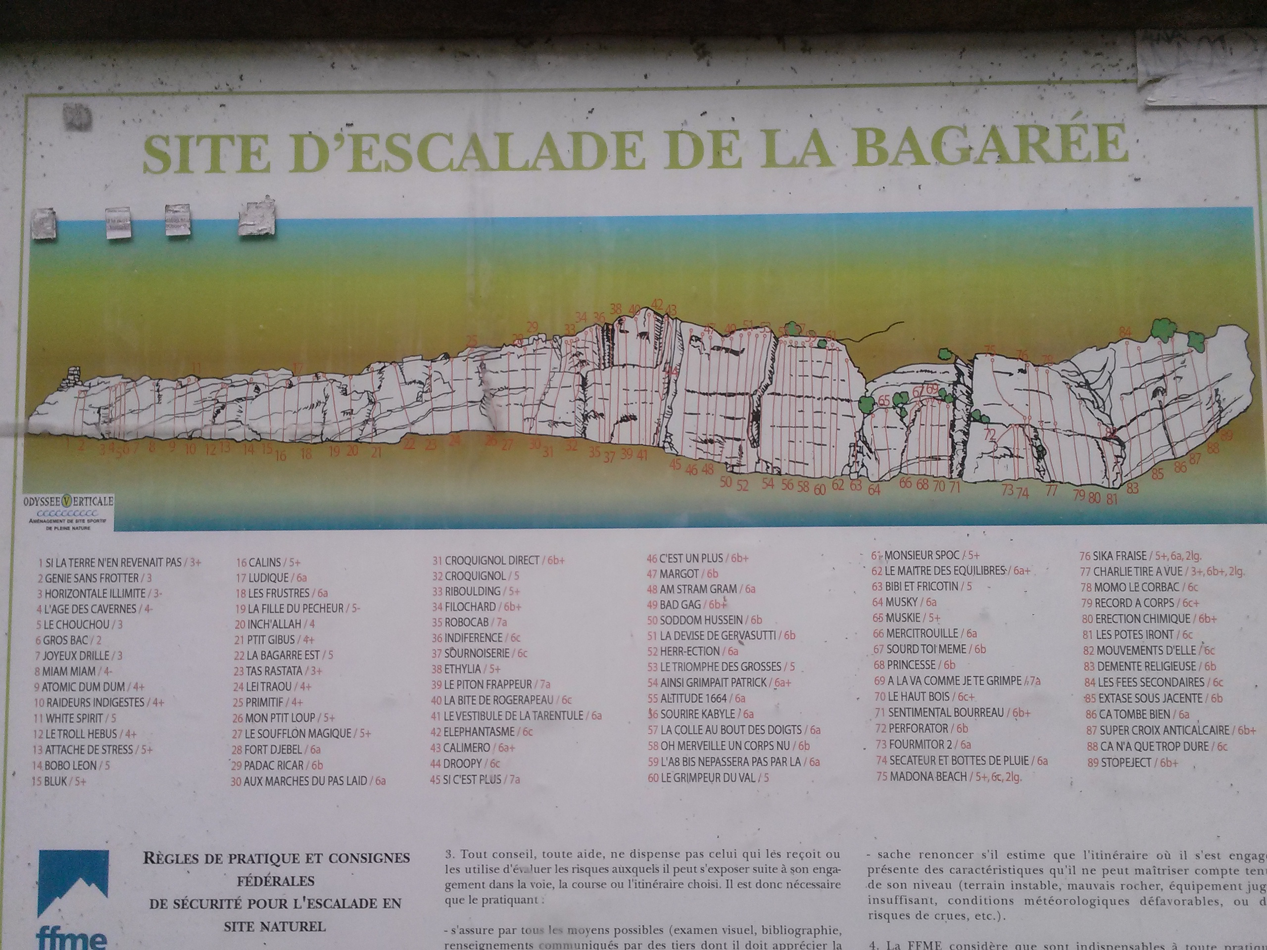 le topo du secteur - il est sur des grands panneaux sur place