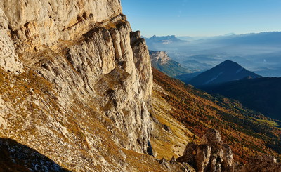 Départ de la vire du Grand Couloir... Départ de la vire du Grand Couloir...