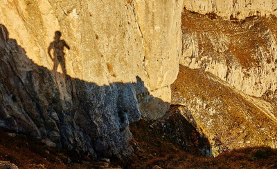 Fin de la vire vers le couloir N... Fin de la vire vers le couloir N...