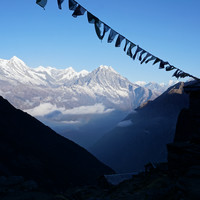 Chutanga Tea House, vue vers Lukla et Kongde Ri