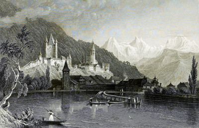 Thoune et les Alpes Bernoises par William Henry Bartlett en 1836 Thoune et les Alpes Bernoises par William Henry Bartlett en 1836