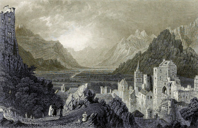 Vallée du Rhône vue de Sion par William Henry Bartlett en 1836 Vallée du Rhône vue de Sion par William Henry Bartlett en 1836