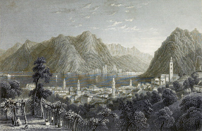 Lugano et son lac par William Henry Bartlett en 1836 Lugano et son lac par William Henry Bartlett en 1836
